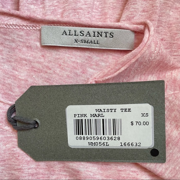 ALLSAINTS Pink Marl Waisty Feminine Romany Sleeveless Top Size XS New - Picture 6 of 15